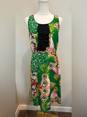 Anthro Moulinette Soeurs Panoply Carousel Horse Silk Dress 8 Cottagecore Twee